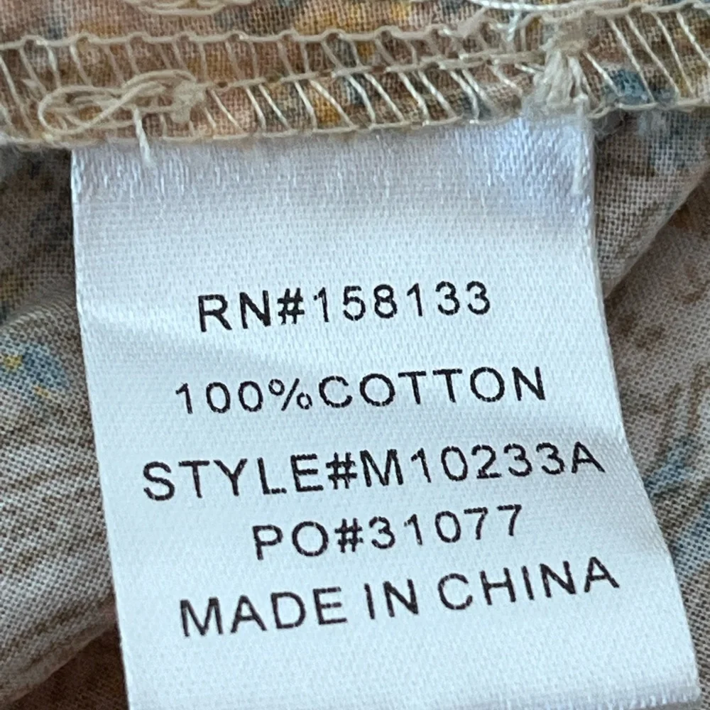 Moodie cotton Smocked Neck Flutter Sleeve Dress - Light Blue & Cream Floral - Picture 5 of 5